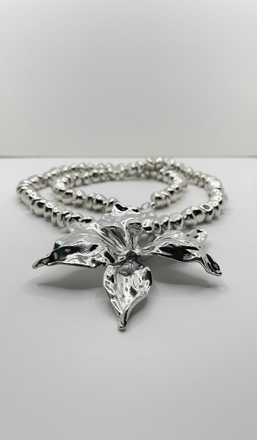Ashlah Silver Flower Statement Necklace