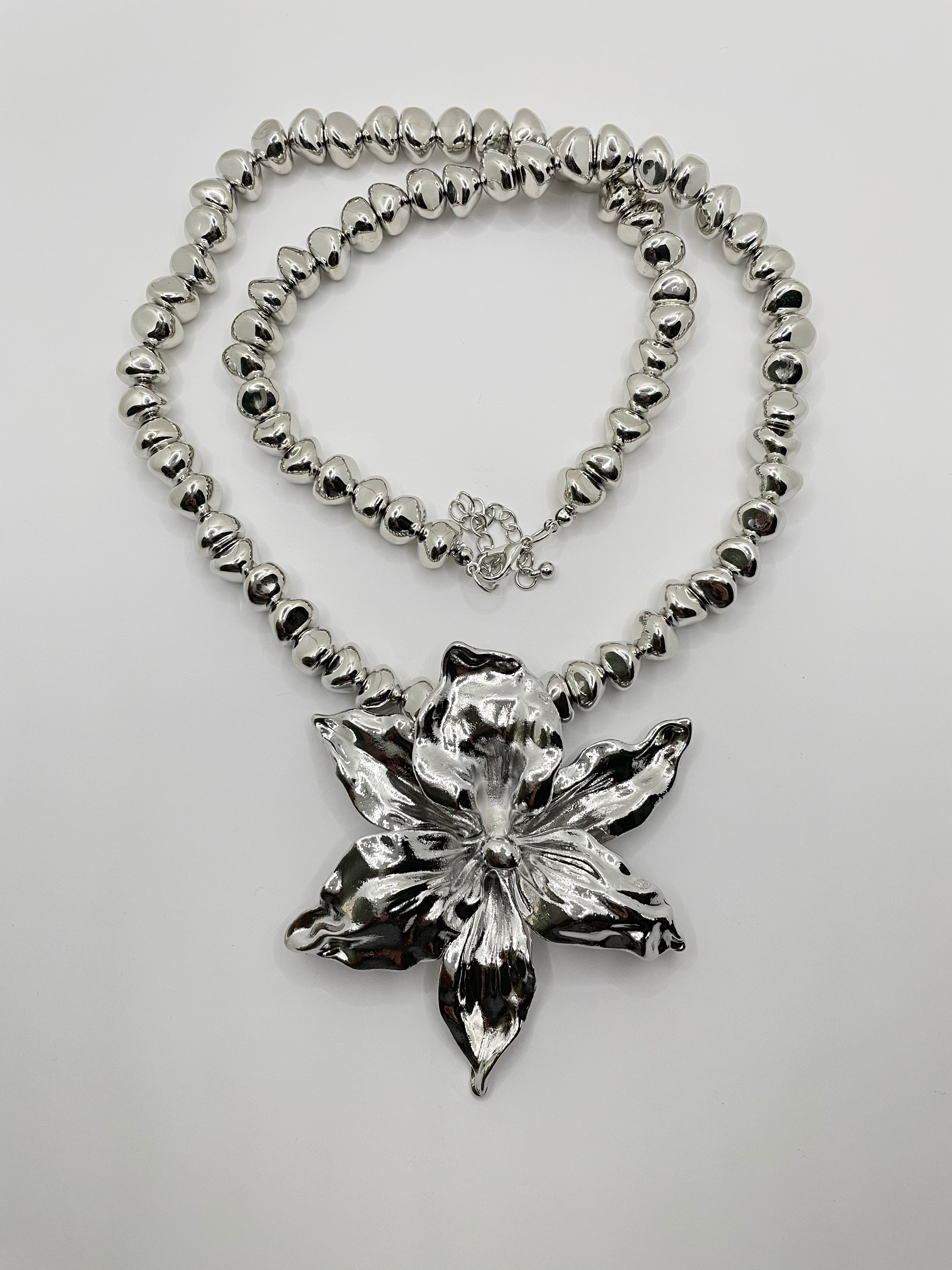 Ashlah Silver Flower Statement Necklace