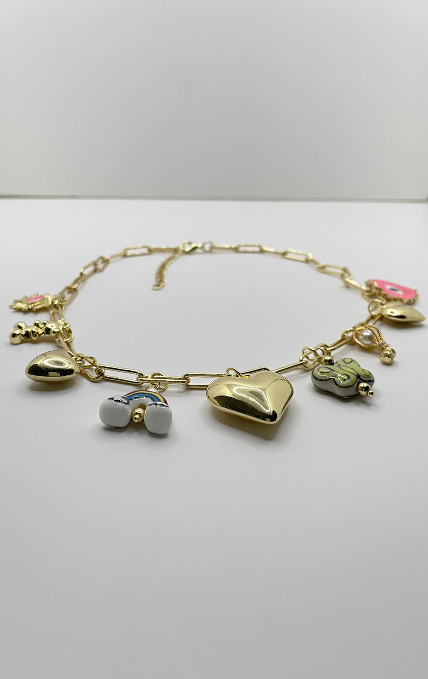 Sarah Gold Coquette Charm Short Necklace