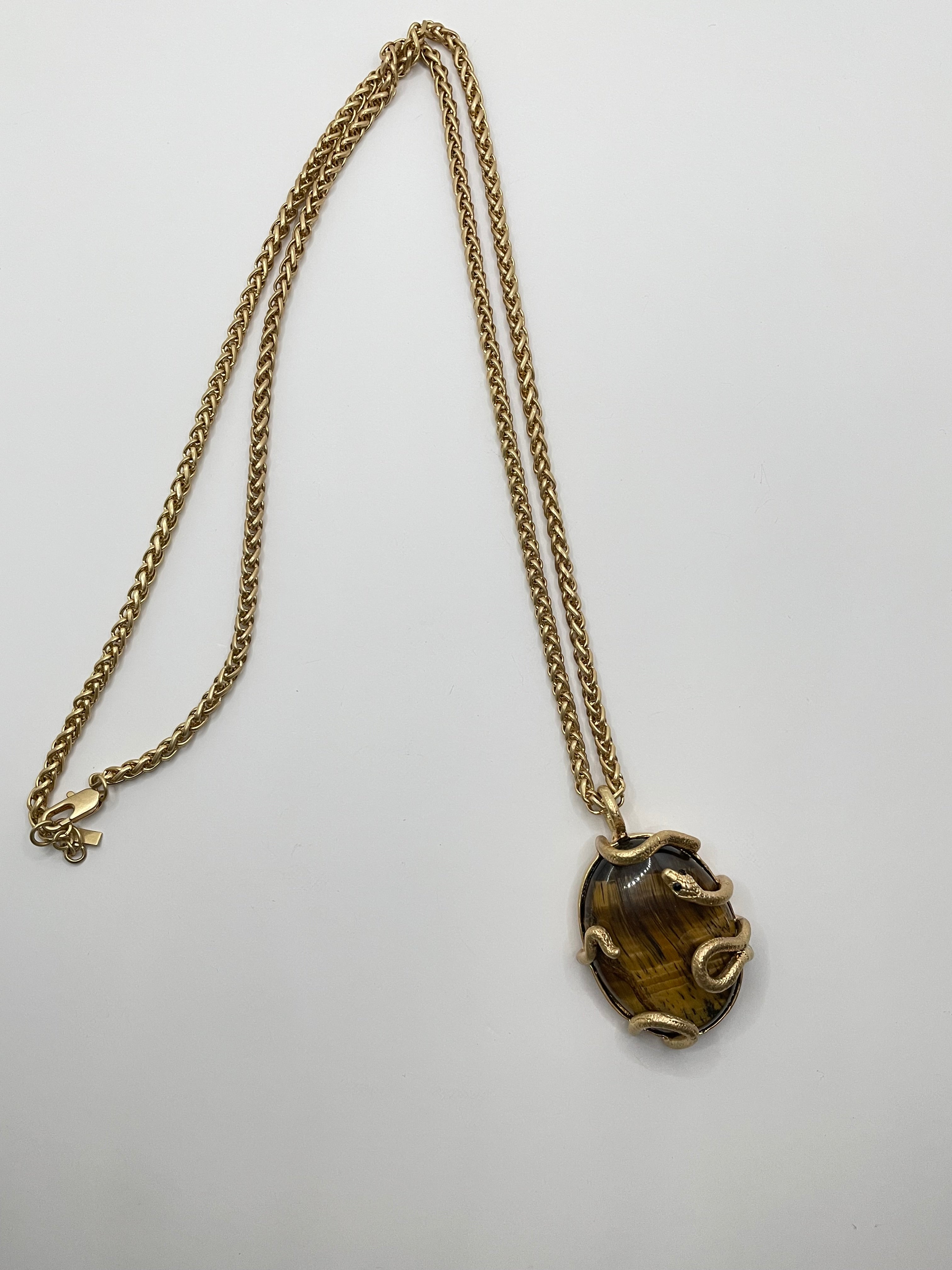 Hojin Gold & Brown Encapsulated Gem Pendant Necklace