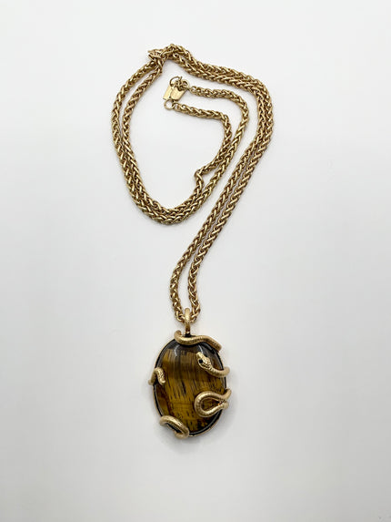 Hojin Gold & Brown Encapsulated Gem Pendant Necklace