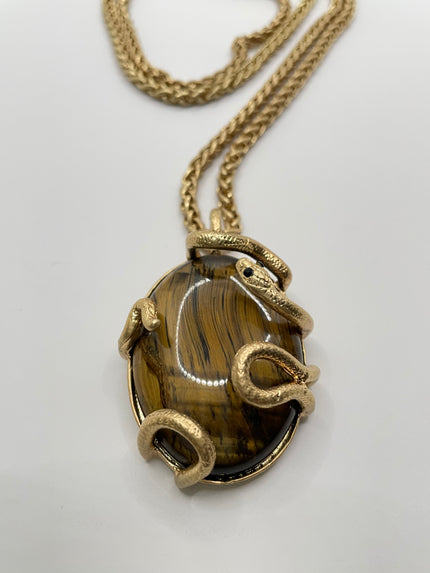 Hojin Gold & Brown Encapsulated Gem Pendant Necklace