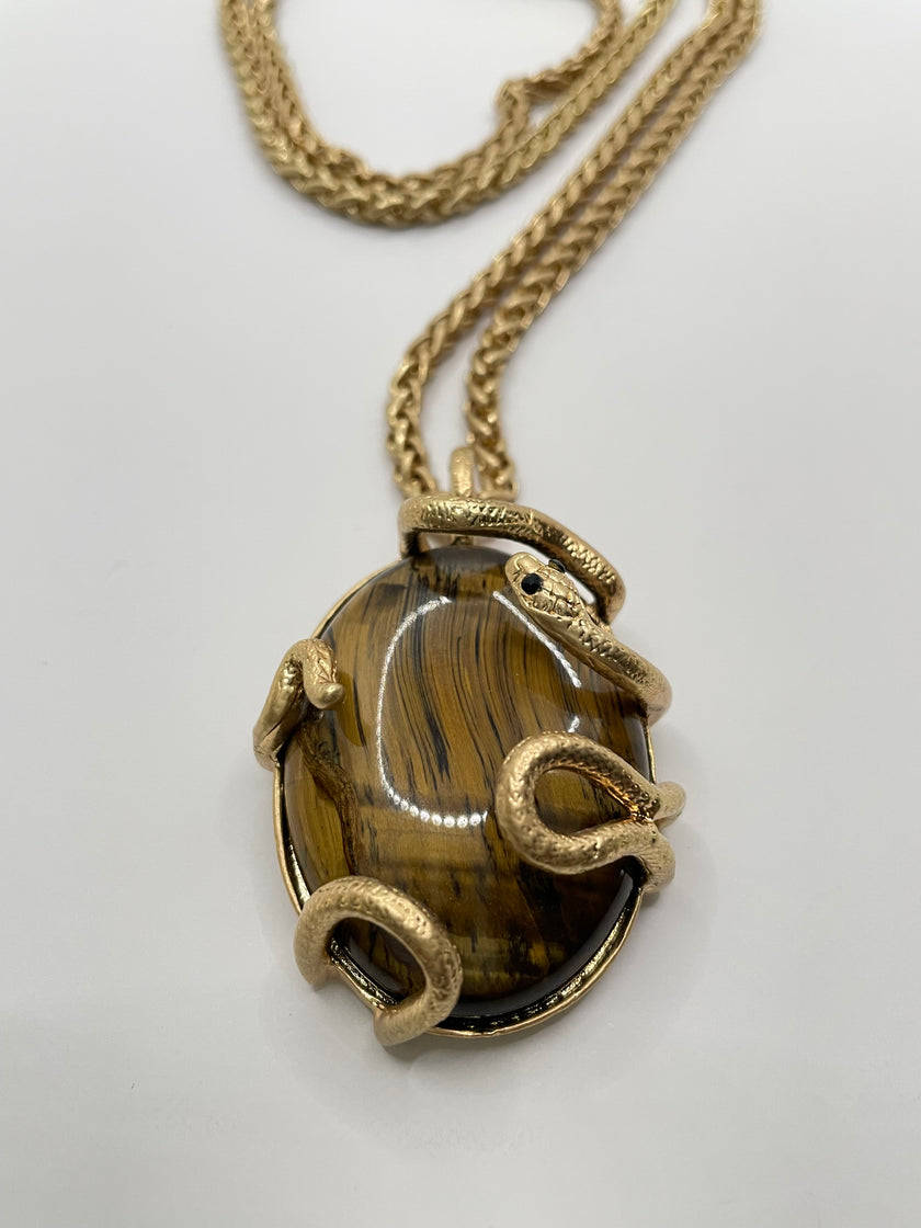 Hojin Gold & Brown Encapsulated Gem Pendant Necklace