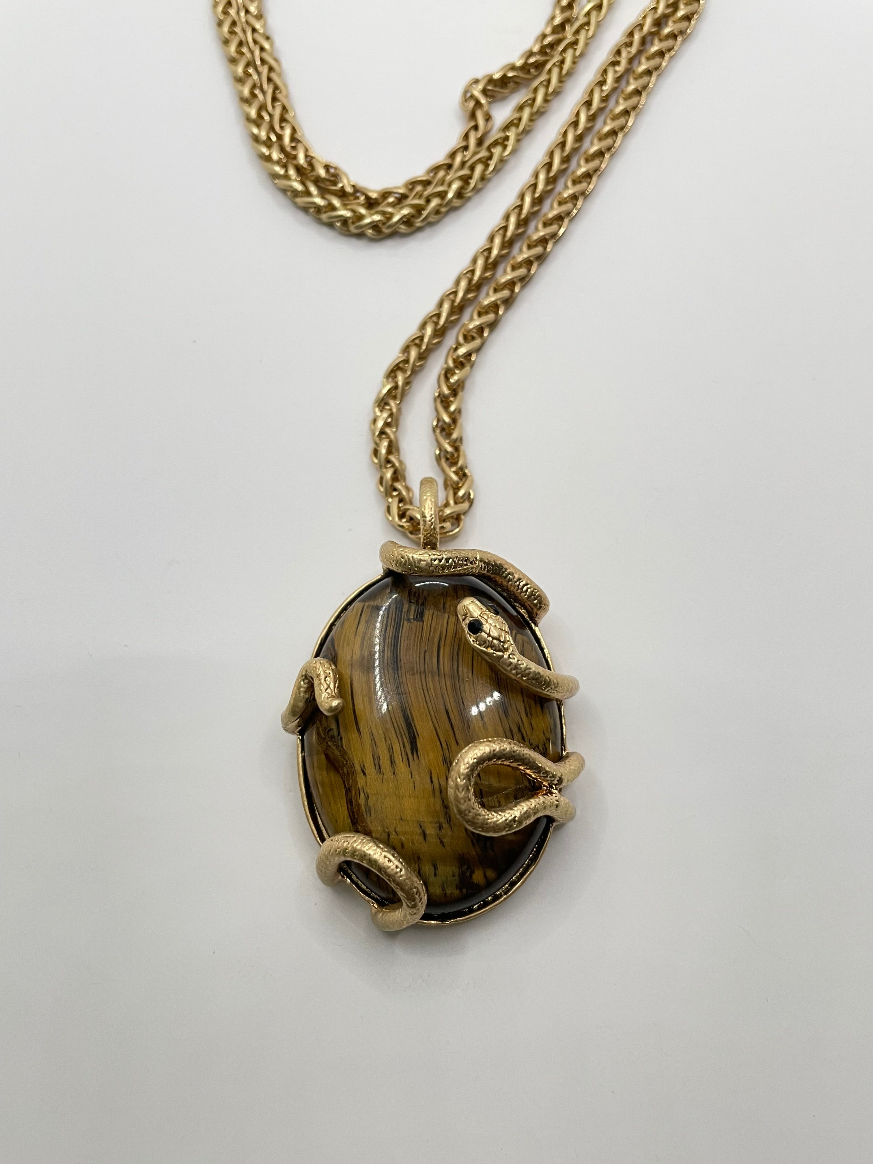 Hojin Gold & Brown Encapsulated Gem Pendant Necklace