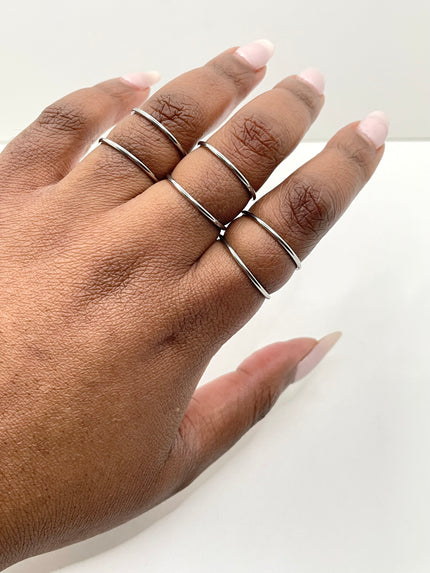 Robyn Silver Modern Chic Fine Band Ring Set