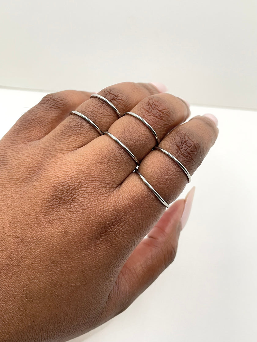 Robyn Silver Modern Chic Fine Band Ring Set