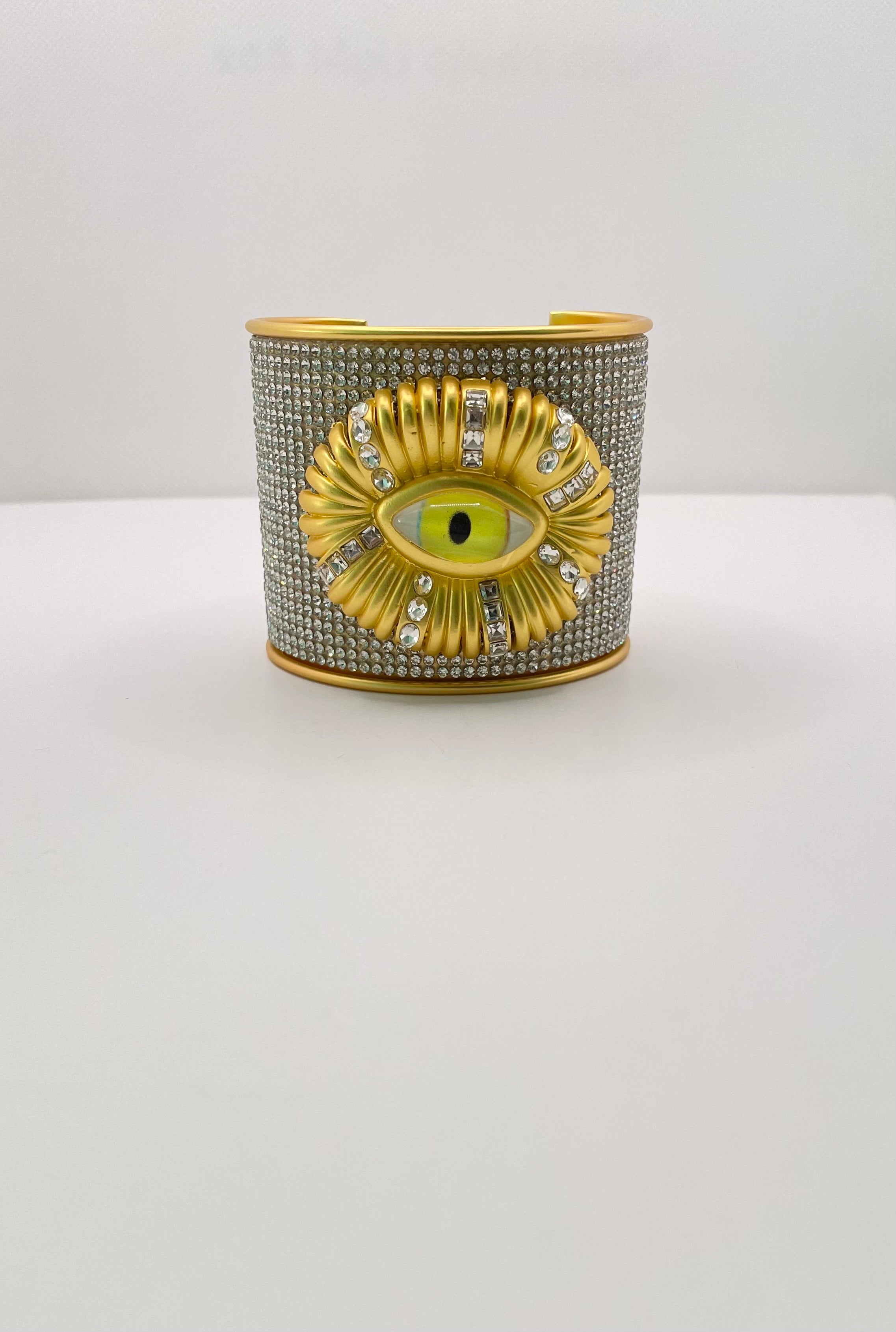 Vivien Gold Encrusted Eye Ornate Wrist Cuff Bangle