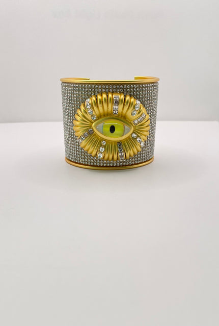 Vivien Gold Encrusted Eye Ornate Wrist Cuff Bangle