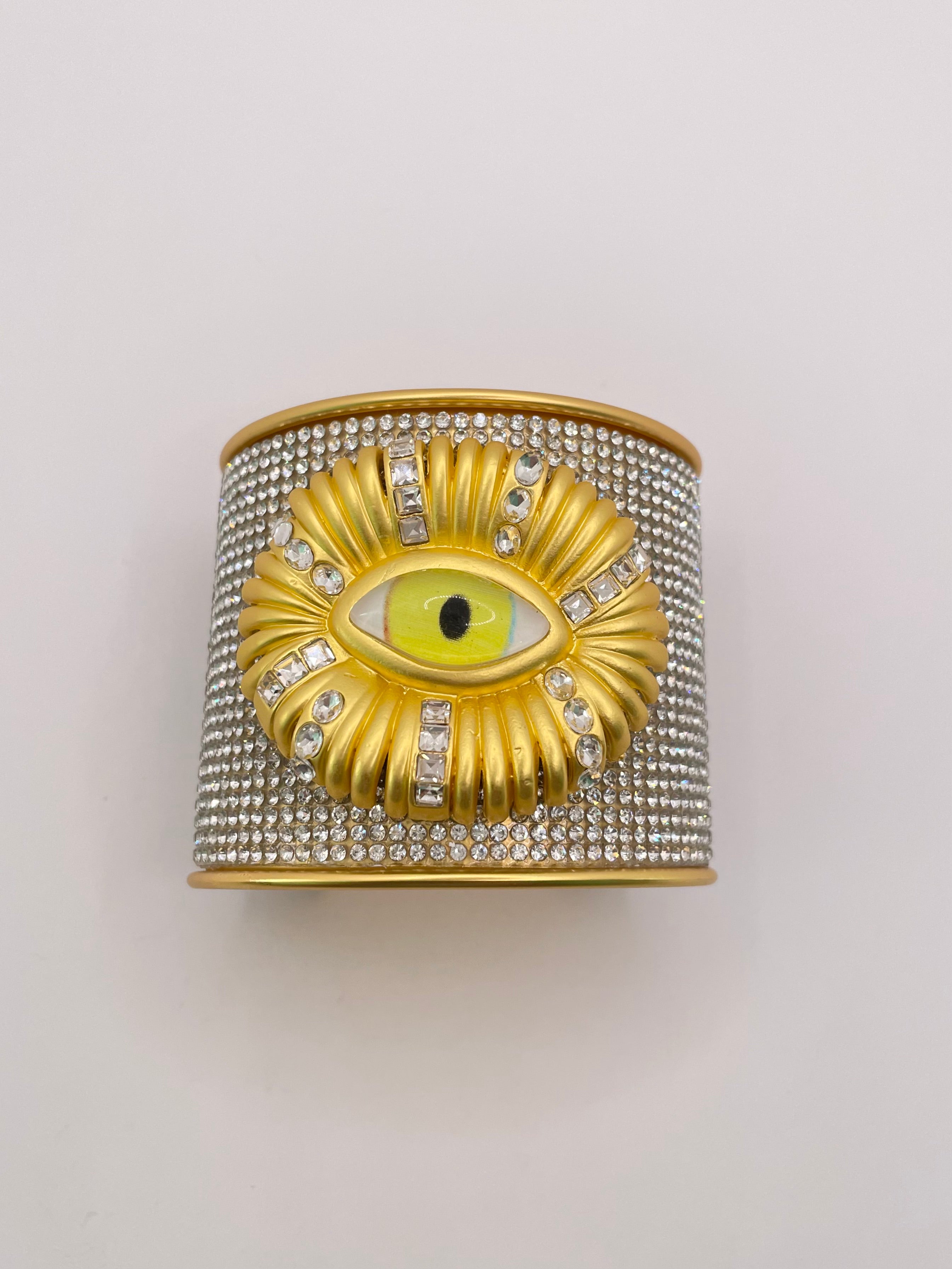 Vivien Gold Encrusted Eye Ornate Wrist Cuff Bangle