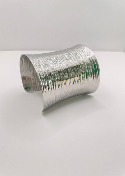 Mapitso Silver Textured Bracelet Cuff