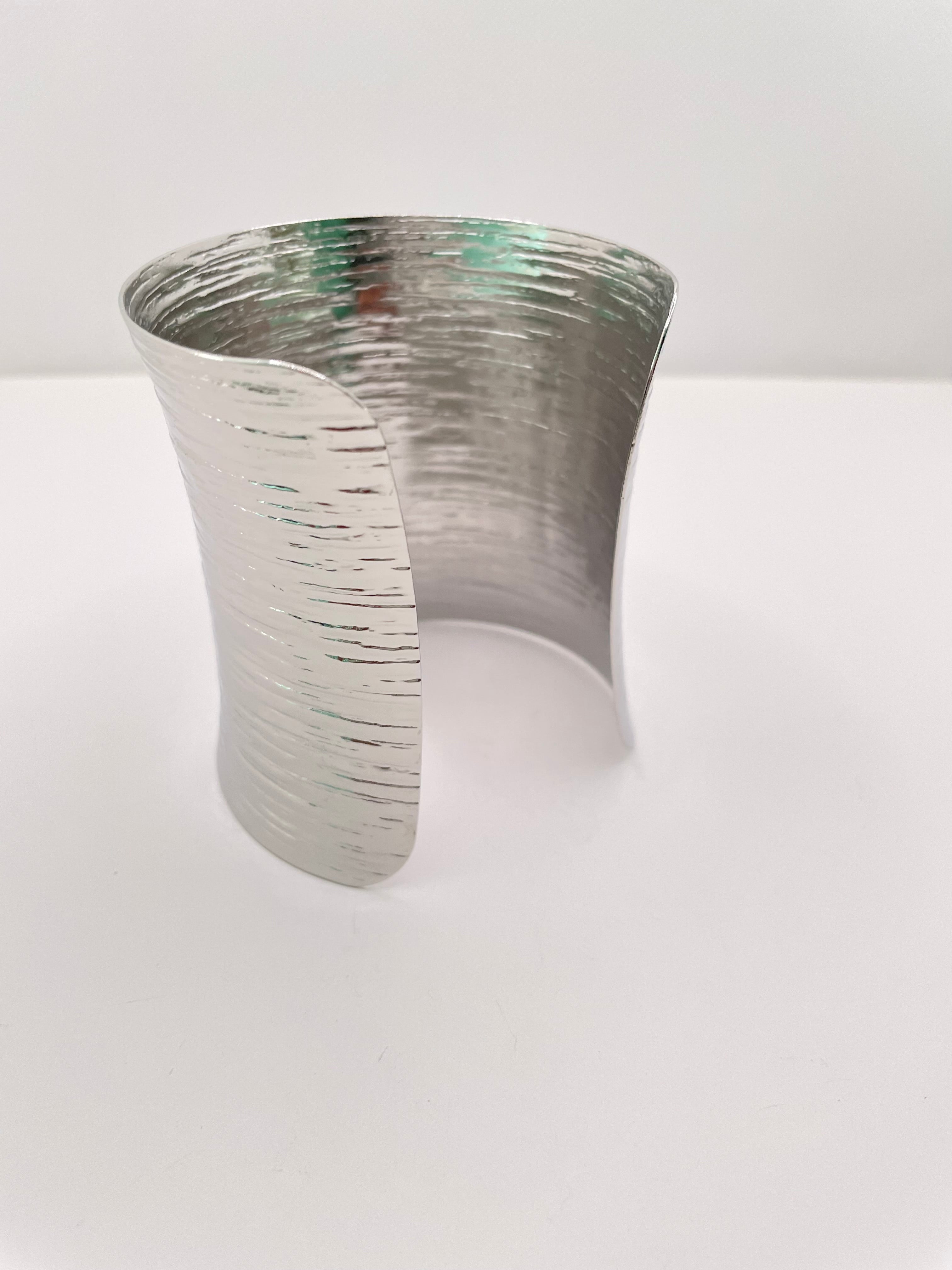 Mapitso Silver Textured Bracelet Cuff