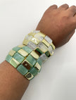 Zipho Cream & Green Chunky Resin Bangle Set