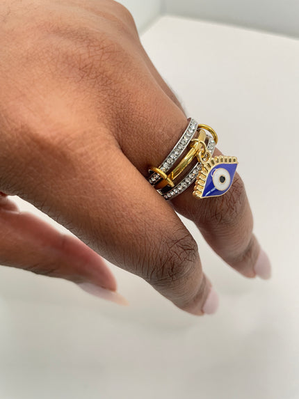 Kagiso Gold Triple Embellished & Gold Minimal Ring Set