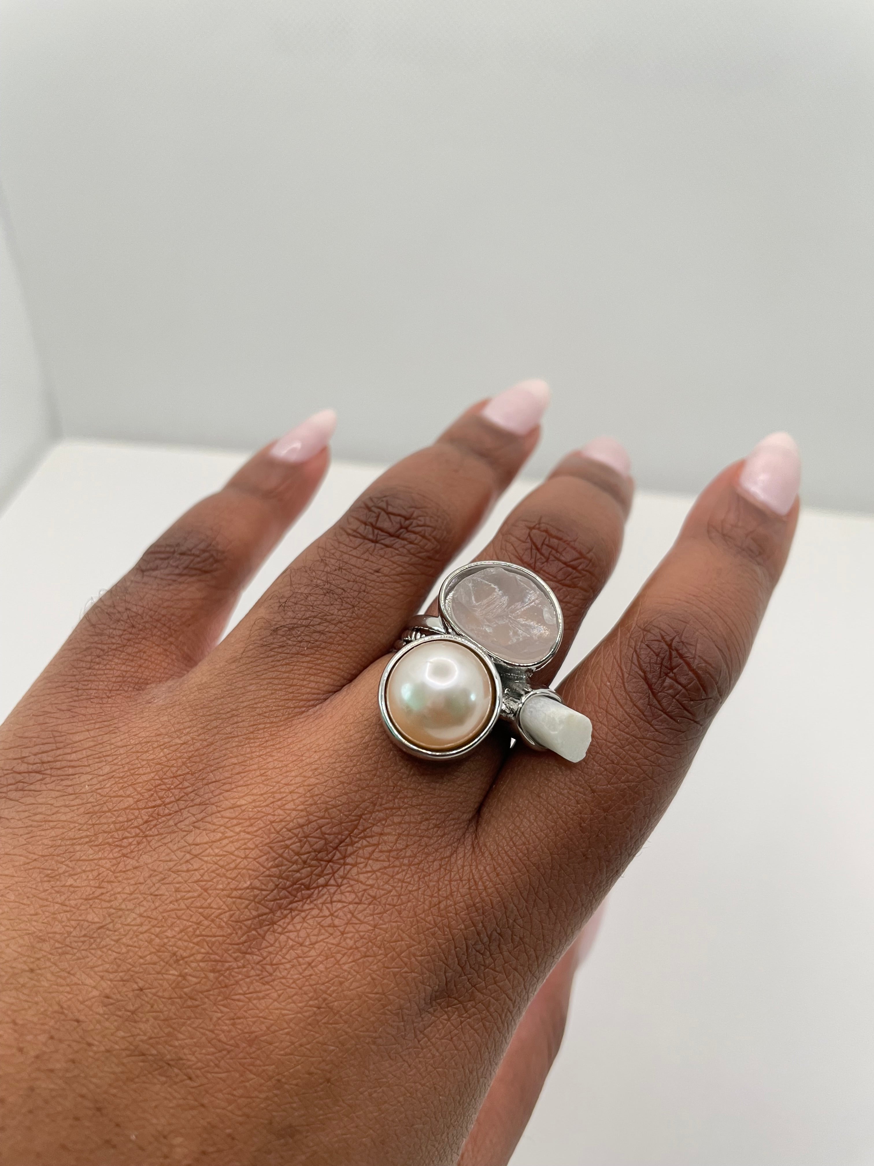 Sanelisiwe Silver Cocktail Ring With Pink Crystal