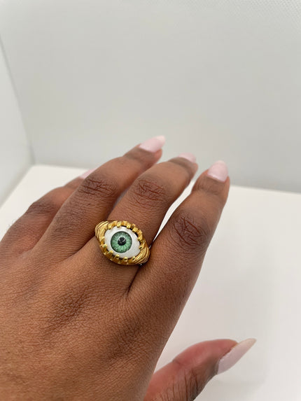 Julia Gold & Green Eye Claw Ring