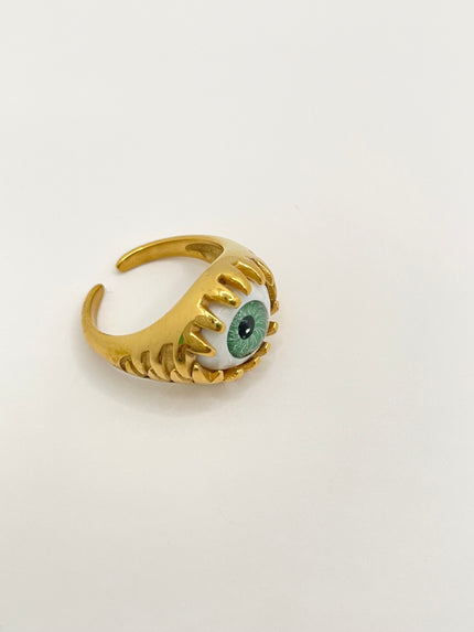 Julia Gold & Green Eye Claw Ring