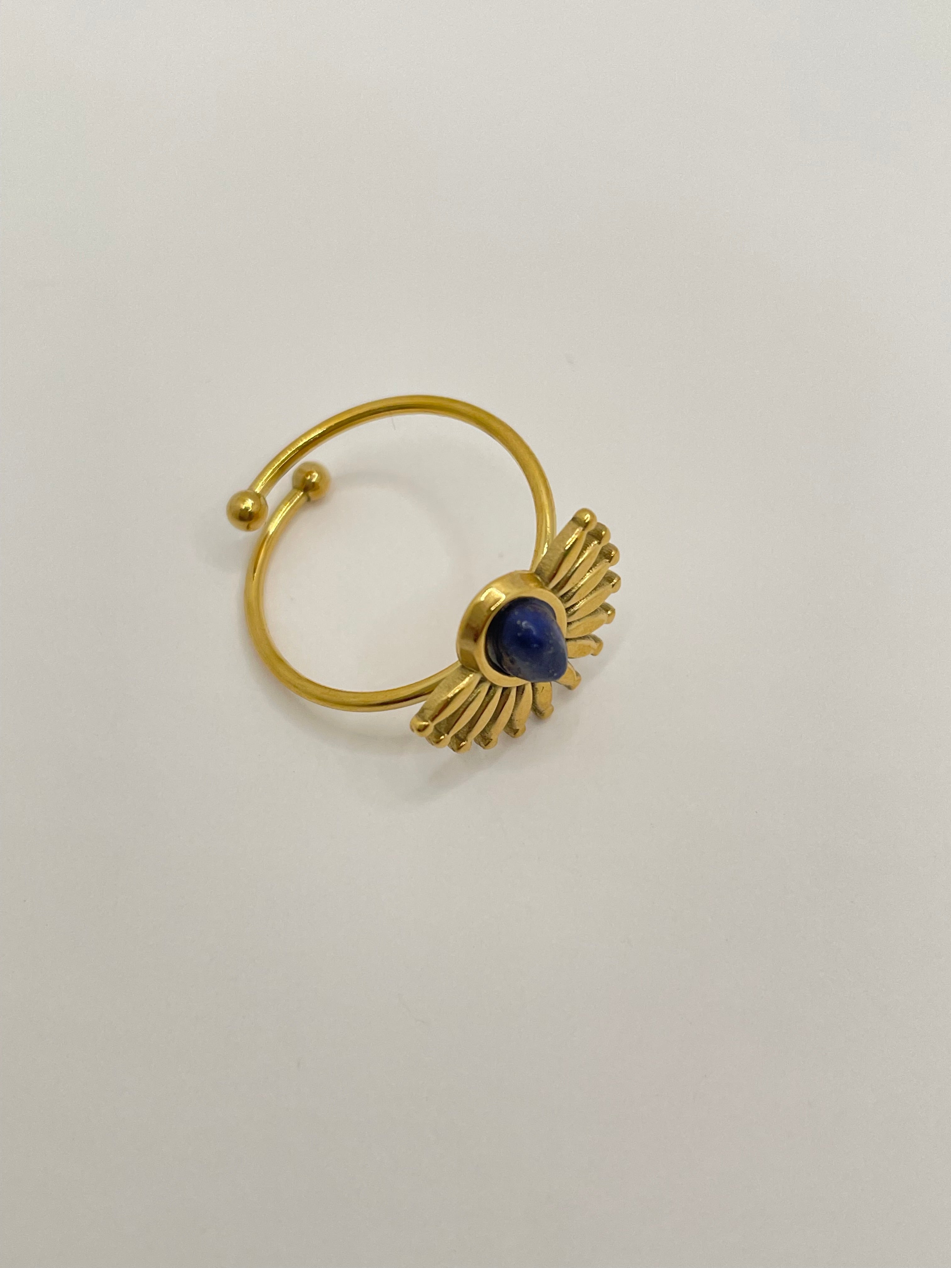Thumeko Gold & Blue Half Sun Ring