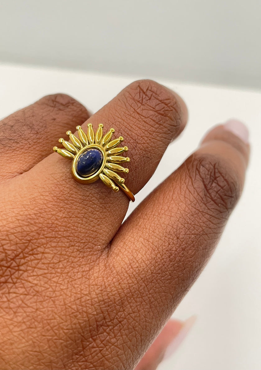 Thumeko Gold & Blue Half Sun Ring
