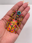 Michelle Orange Embellished Beetle Brooch