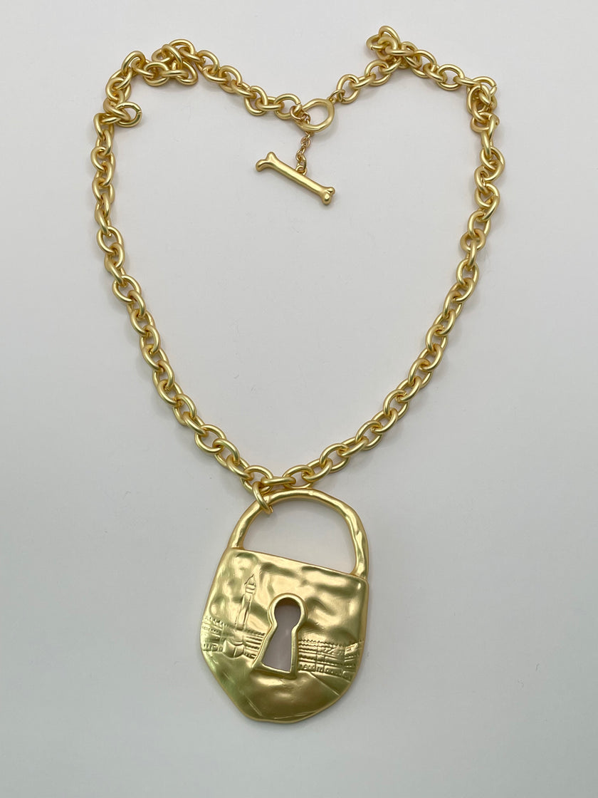 Glynis Gold Textured Locket Necklace