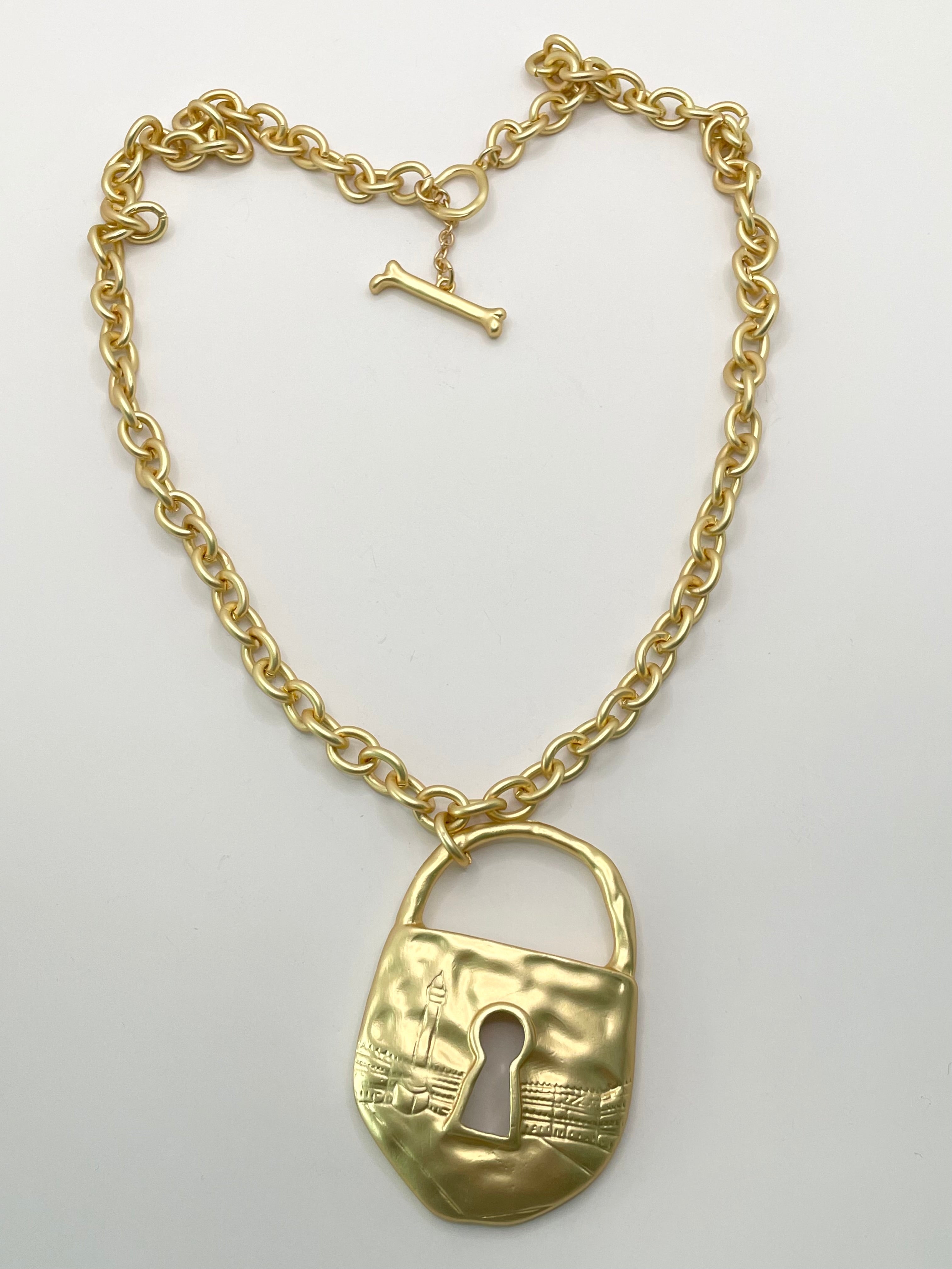 Glynis Gold Textured Locket Necklace