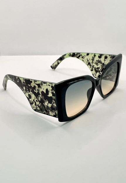 Bongi Oversized Diva Black & Green Sunglasses