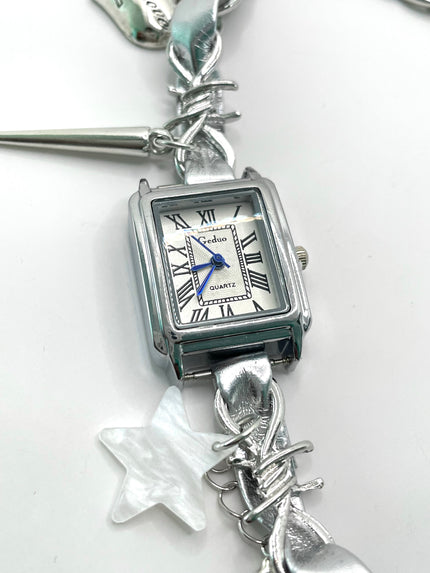 Kagiso Silver Metal Watch & Charm Choker