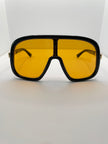 Lotte Oversized Black Visor Style Tinted Orange Lens Sunglasses