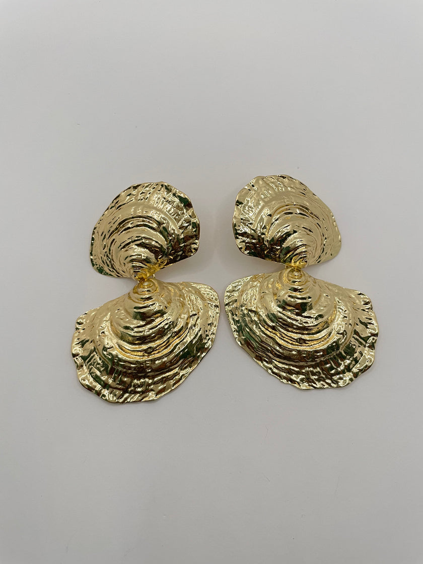 Minny Gold Textured Shell Drop Earrings