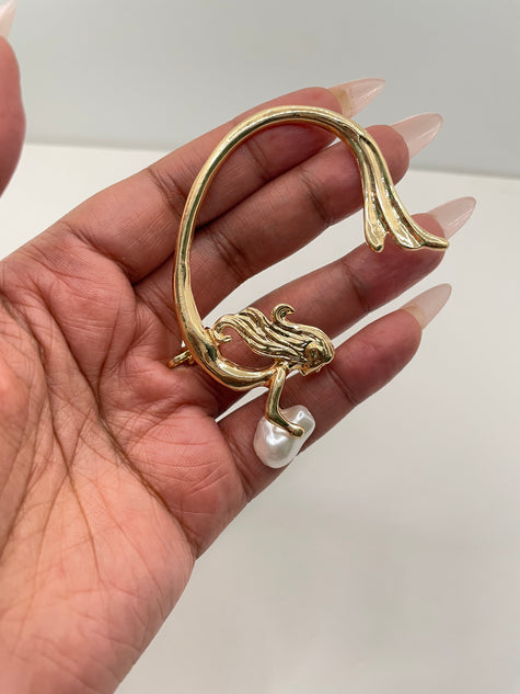 Maria Gold Angel & Pearl Ear Cuff Earring