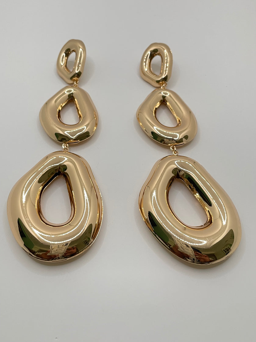 Mandisa Gold Hollow Drop Pendant Earrings