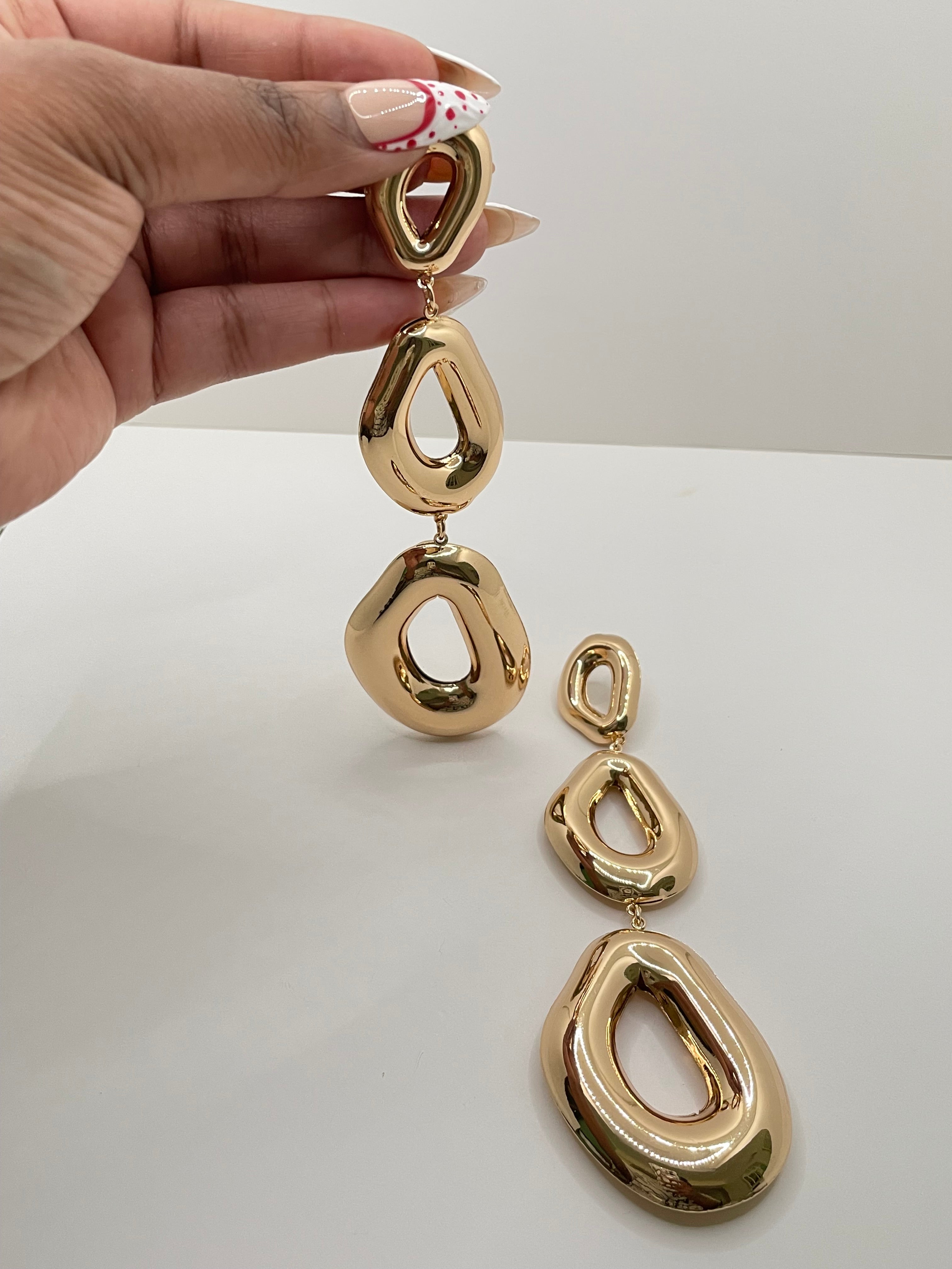 Mandisa Gold Hollow Drop Pendant Earrings