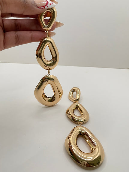 Mandisa Gold Hollow Drop Pendant Earrings