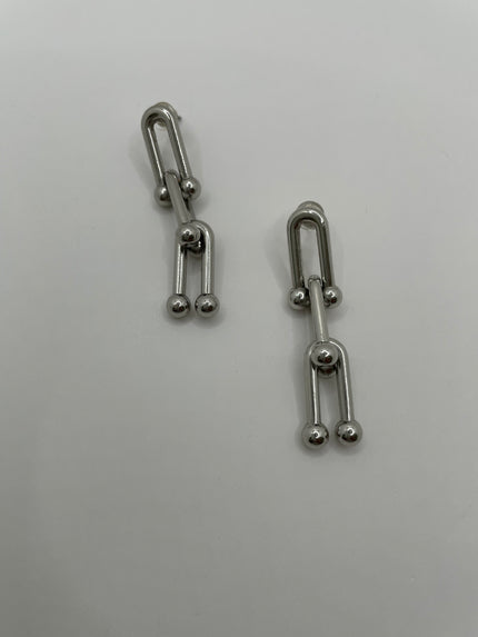 Phumee Silver Horseshoe Drop Earrings