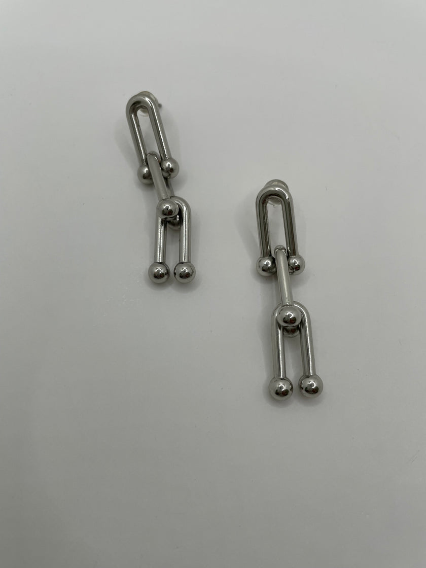Phumee Silver Horseshoe Drop Earrings
