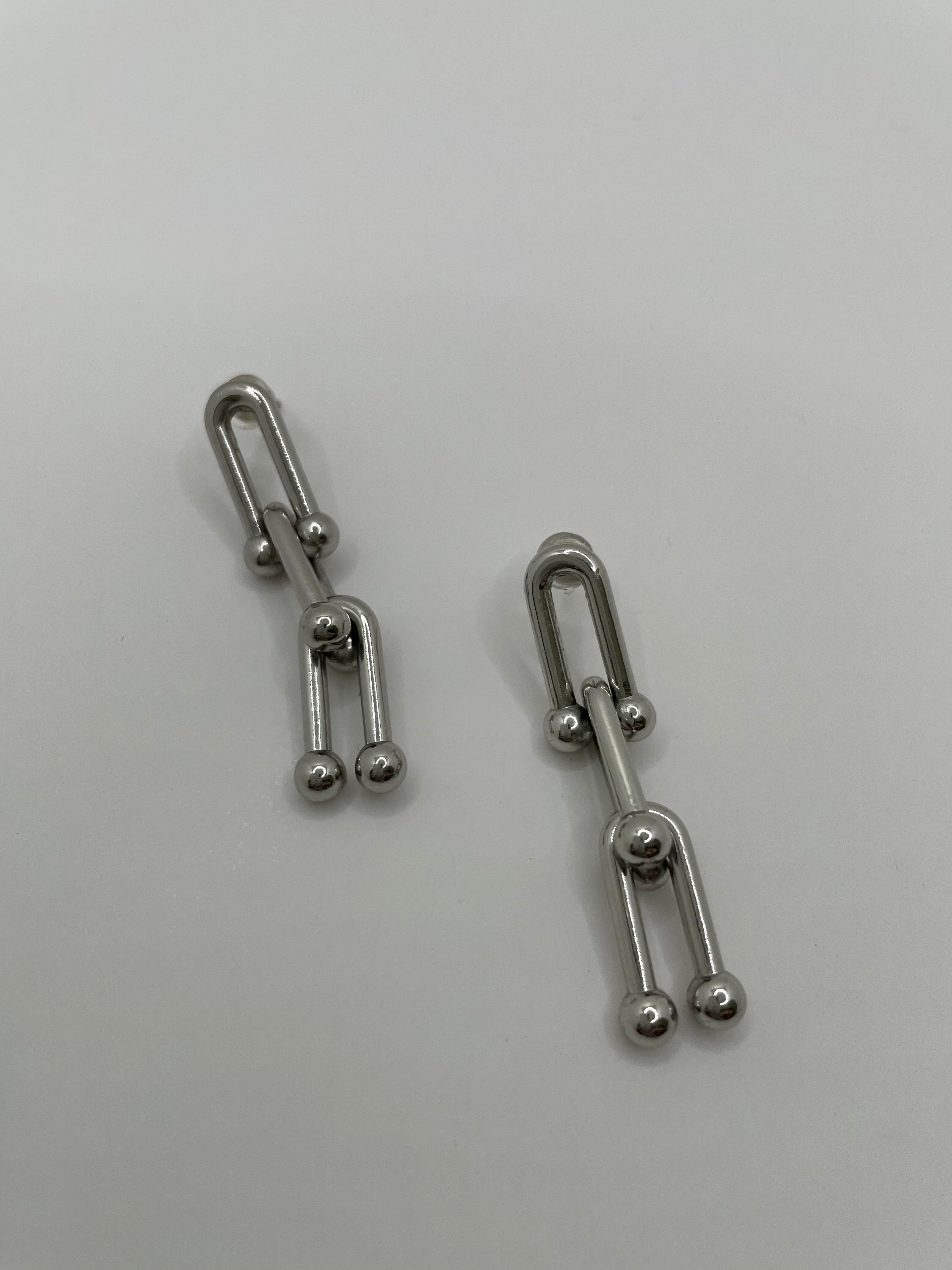 Phumee Silver Horseshoe Drop Earrings