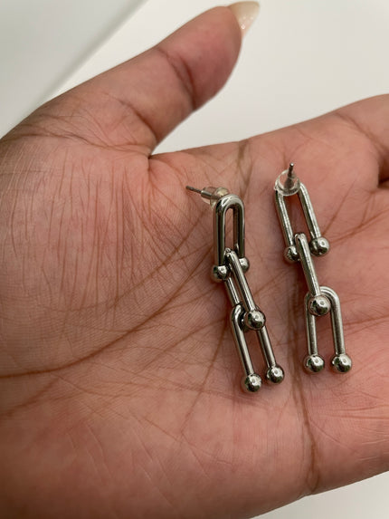 Phumee Silver Horseshoe Drop Earrings