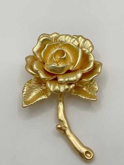 Boemo Blooming Gold Rose Brooch