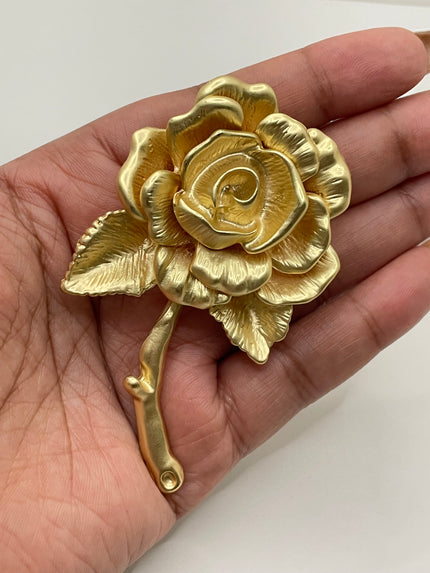 Boemo Blooming Gold Rose Brooch
