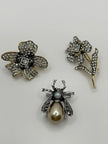 Tidimalo Bee & Flower Encrusted Pearl Brooch Set