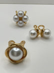 Noma Oversized Gold & Pearl Statement Ring Set