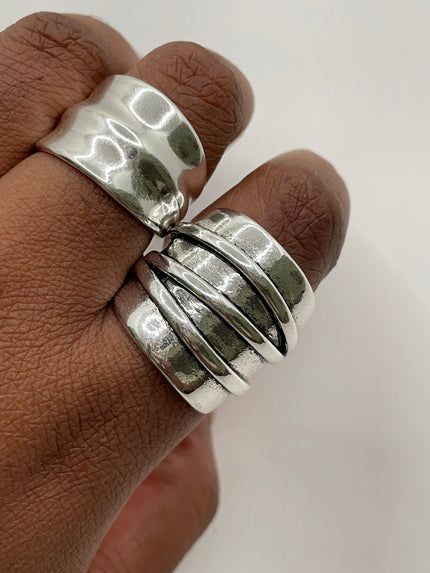 Sanele Matte Silver Bold Ring Set