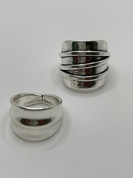 Sanele Matte Silver Bold Ring Set