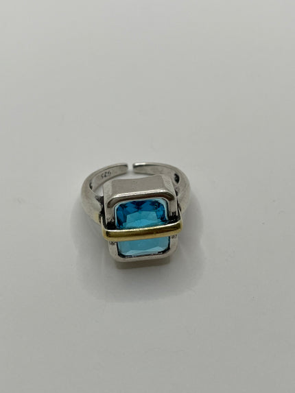 Nesisa Mixed Metal Ring With Blue Gem