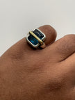Nesisa Mixed Metal Ring With Blue Gem