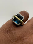 Nesisa Mixed Metal Ring With Blue Gem