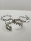 Thuledu Silver Irregular Bead & Bangle Bracelet Set