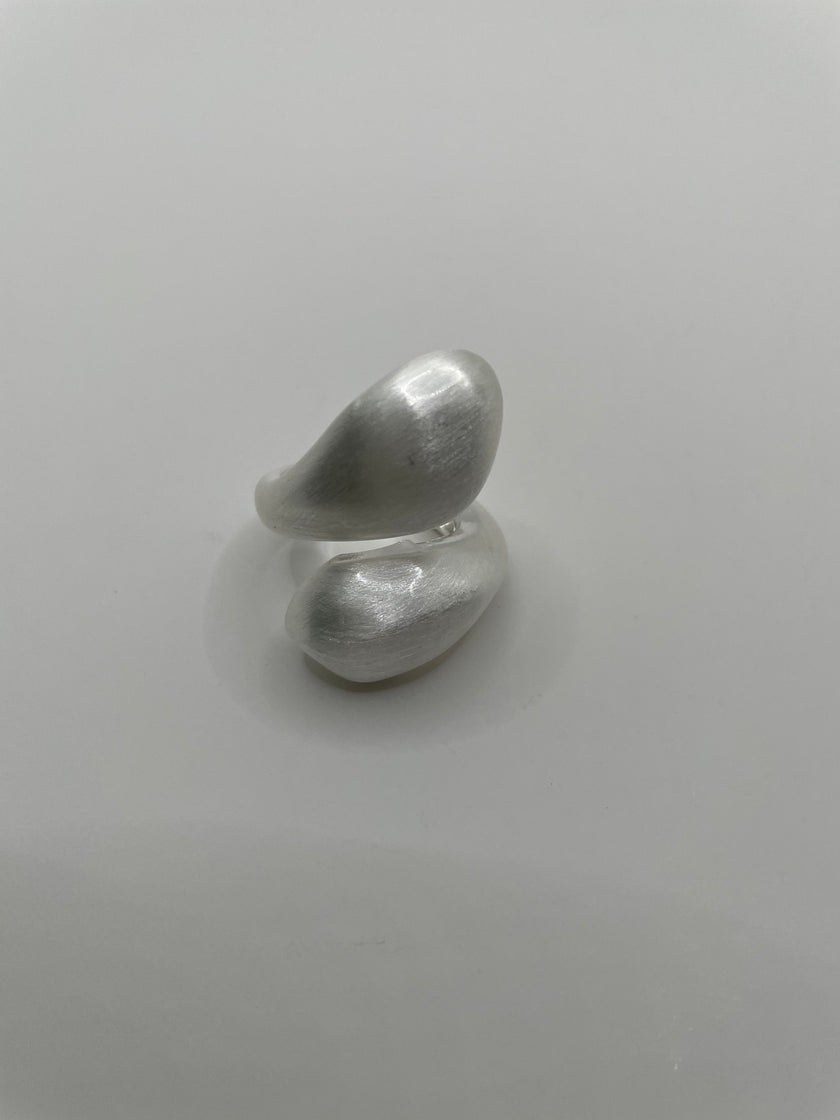 Kaya Brushed Silver Wrap Around Teardrop Ring