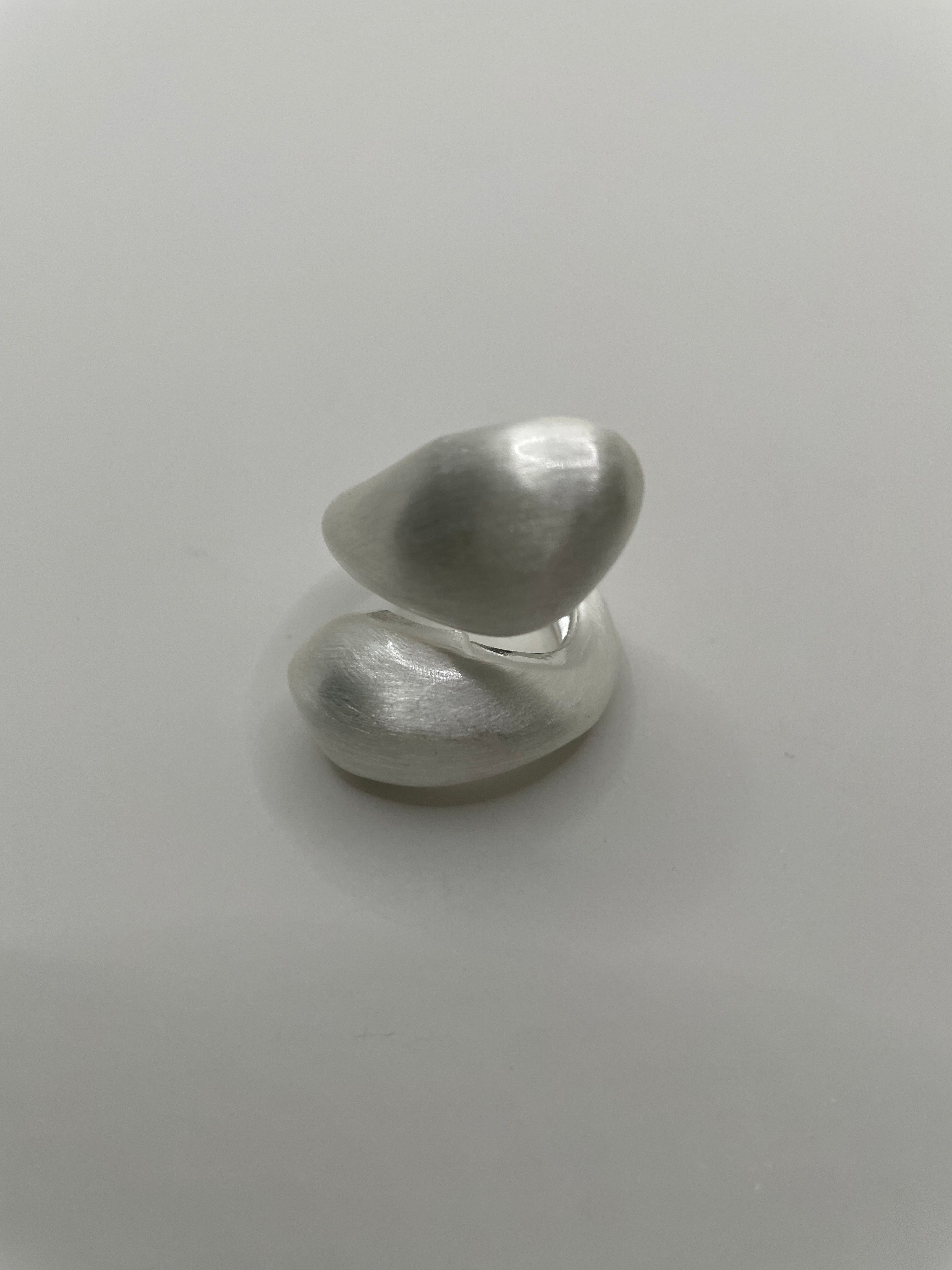 Kaya Brushed Silver Wrap Around Teardrop Ring