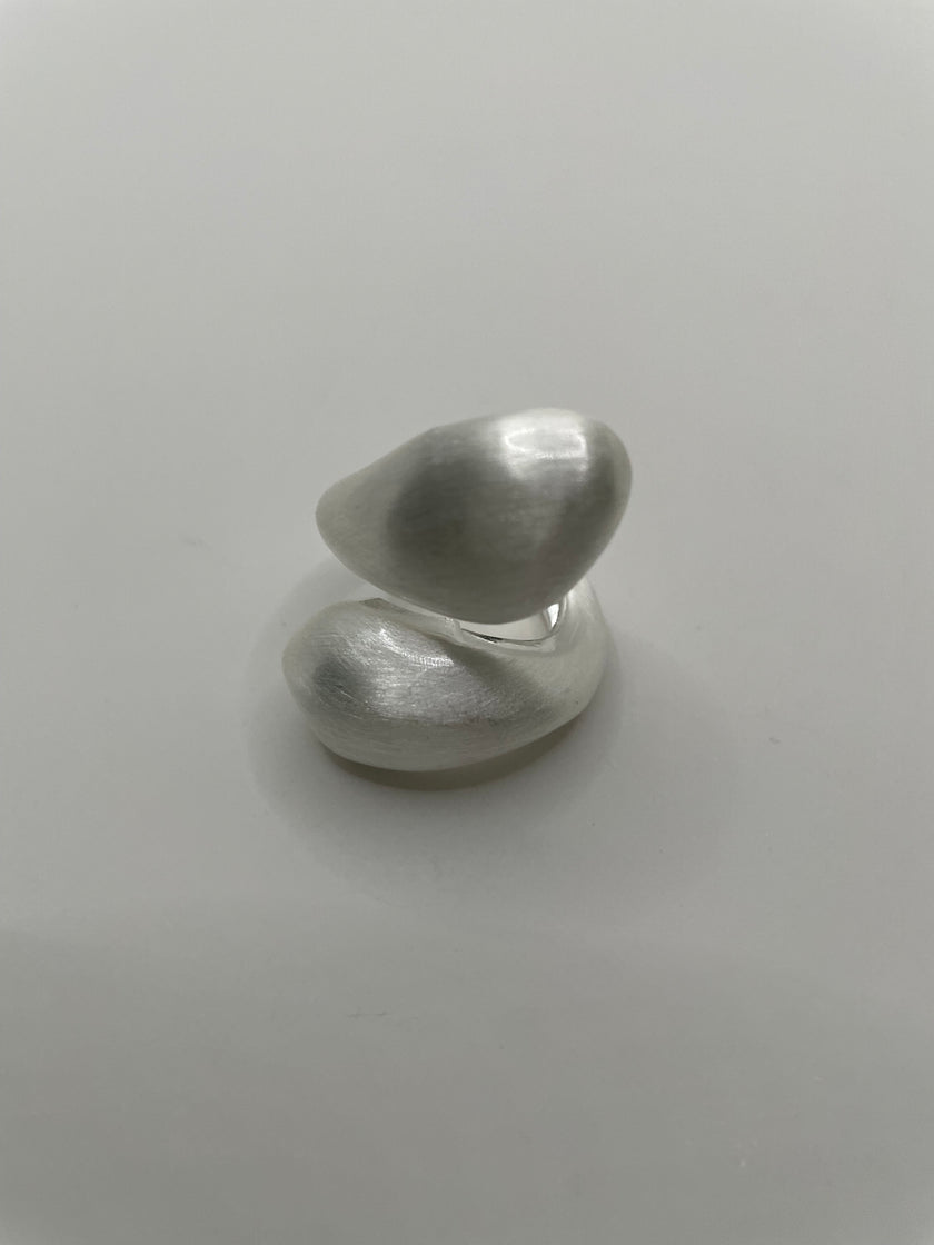 Kaya Brushed Silver Wrap Around Teardrop Ring